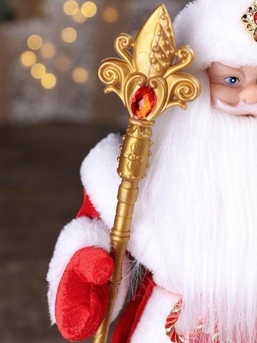 Музыкальный Дед мороз поющий игрушечный Санта Клаус фигурка под елку 40 см новогодняя фигура игрушка - фото 6 - id-p213464541