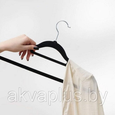 Вешалка-плечики для одежды велюр (5шт) бежевые - фото 3 - id-p207126197