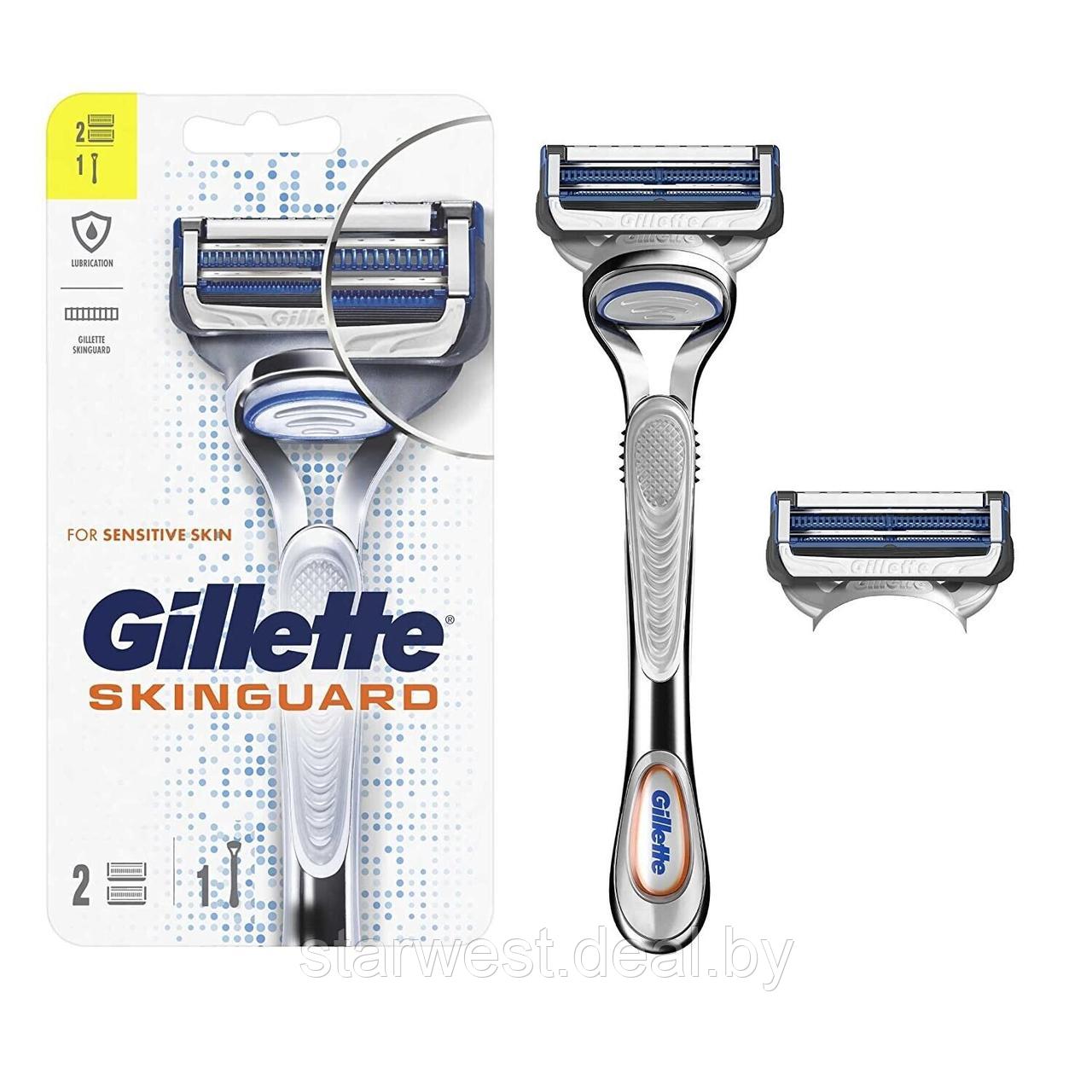 Gillette Skinguard Sensitive с 2 кассетами Бритва / Станок для бритья мужской - фото 10 - id-p130007659