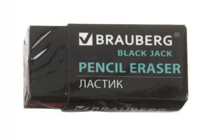 Ластик Brauberg Black Jack 40*20*11 мм, черный с красным - фото 1 - id-p213538942