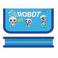 Пенал "Robot", 1 отделение, голубой, синий