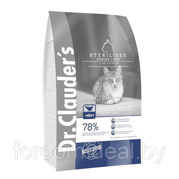 Сухой корм Dr. Clauder's High Premium Sterilised /Senior/ Light для кошек после стерилизации 10 кг 21451000 - фото 1 - id-p213551909