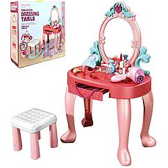 Детское музыкальное трюмо со стульчиком ,столик для девочки с набором парикмахера 678-2A sf