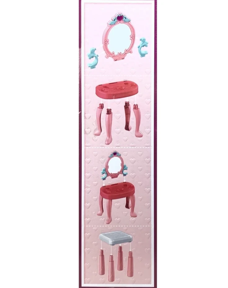 Детское игрушечное трюмо для девочки, игровой набор туалетный столик со стульчиком, детское трюмо 678-2A сф - фото 3 - id-p213552933