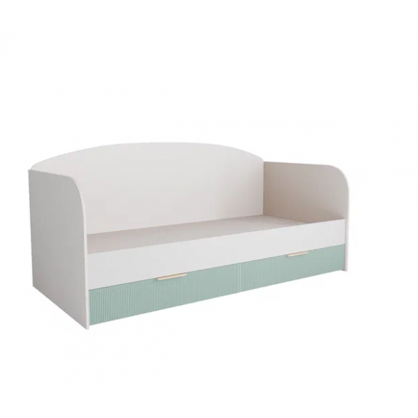 Кровать с ящиками МС Лавис ДКД 2000.1 Белый софт/Зеленый софт - фото 1 - id-p213564509