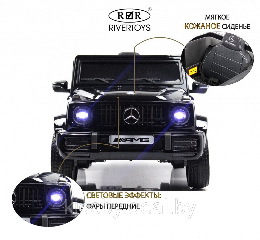 Детский электромобиль RiverToys Mercedes-AMG G63 4WD G333GG (черный глянец) Полноприводный - фото 2 - id-p213378607
