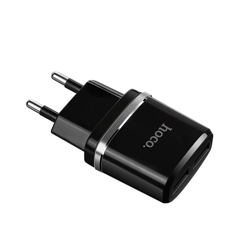 Сетевое зарядное устройство - HOCO C12, 5V, 2400mA, 12W, 2xUSB, чёрное - фото 6 - id-p213585542