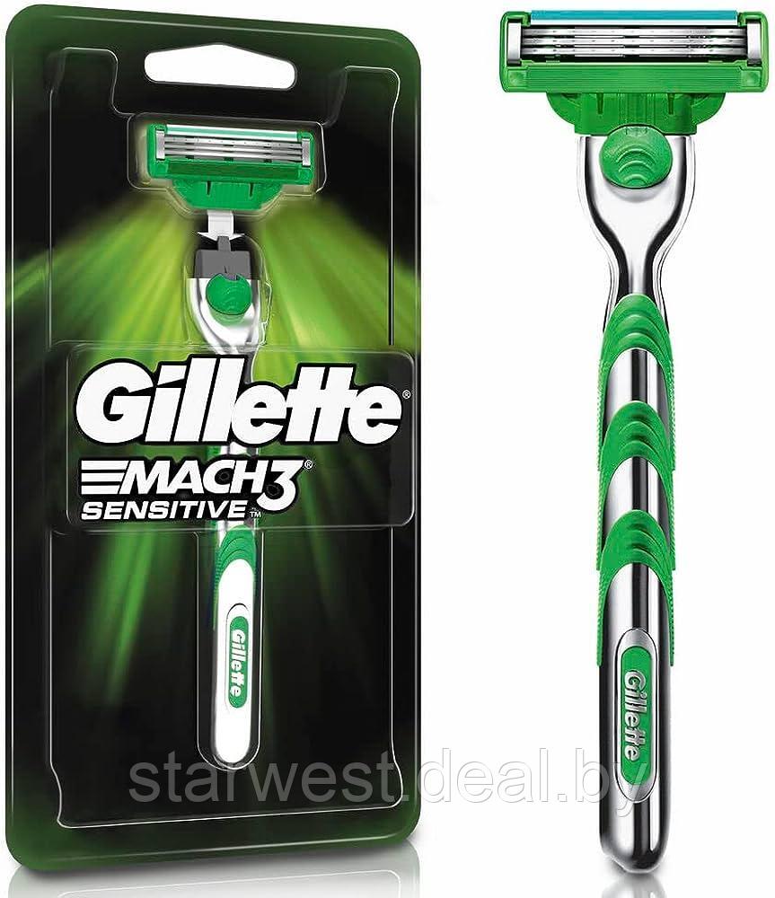 Gillette Mach 3 Sensitive с 1 кассетой Бритва / Станок для бритья мужской - фото 1 - id-p202095343