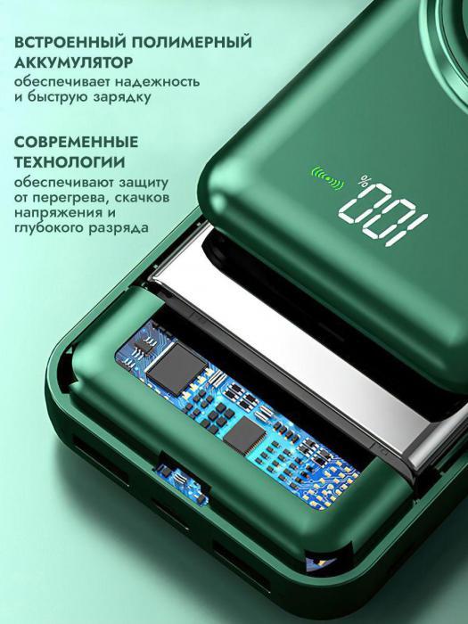 Power bank 30000 mah пауэрбанк для телефона Iphone портативный внешний аккумулятор с беспроводной зарядкой - фото 5 - id-p213589489