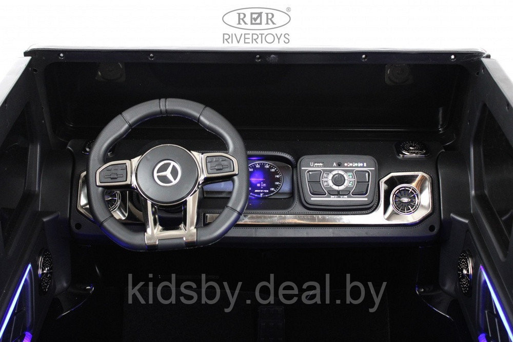 Детский электромобиль RiverToys Mercedes-AMG G63 G111GG (черный глянец) Двухместный Полноприводный Лицензия - фото 4 - id-p213593202