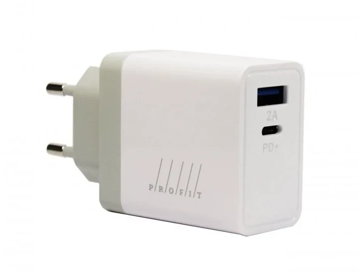Сетевое зарядное устройство - Profit SX-F19-PD, 5-12V, 5000mA, 25W, 1xUSB + 1xType-C, белое