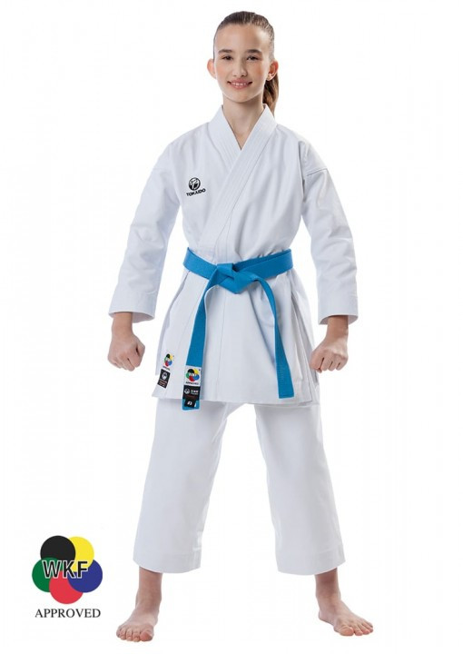Кимоно карате "Karategi TOKAIDO KATA MASTER Junior Slim Fit (WKF), 12oz., mit Logo (Hose mit Schnürbund)"
