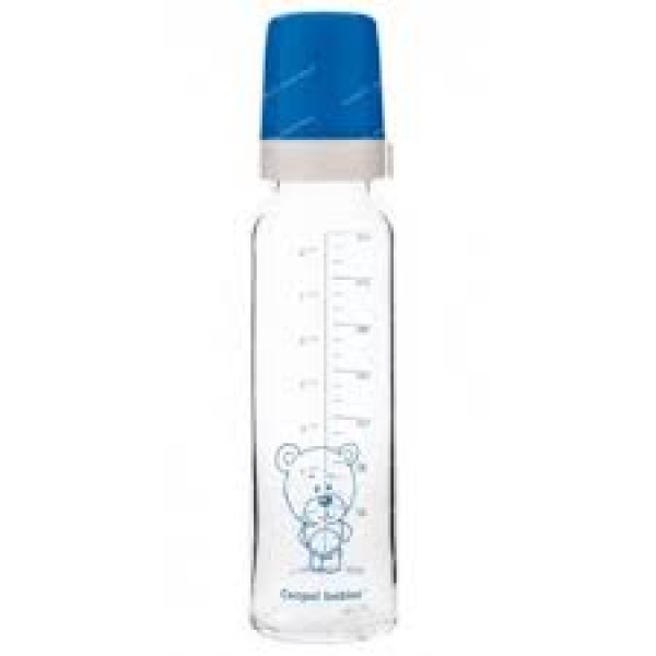 Бутылочка Canpol, стеклянная, силиконовая соска, быстрый поток, с рисунком, 240 мл - фото 1 - id-p161497586