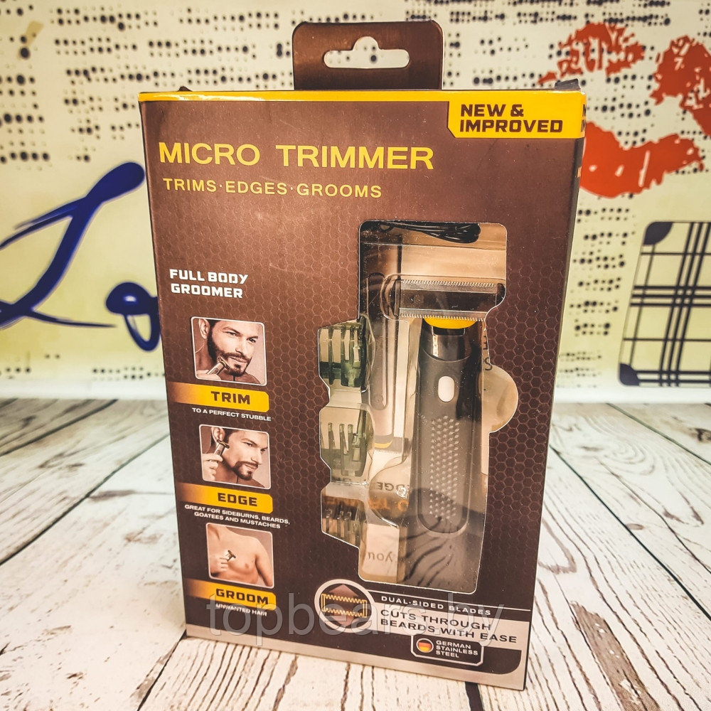 Портативный микро триммер для ухода за бородой и усами Micro trimmer (3 насадки) - фото 2 - id-p179743413
