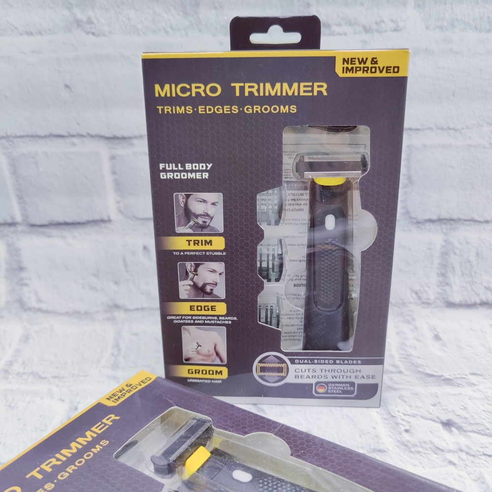 Портативный микро триммер для ухода за бородой и усами Micro trimmer (3 насадки) - фото 6 - id-p165076904