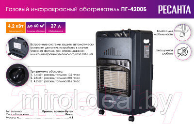 Газовый обогреватель Ресанта ПГ-4200Б - фото 10 - id-p213610587