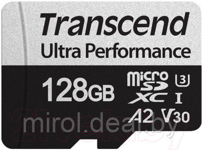 Карта памяти Transcend MicroSDXC 128GB Class 10 UHS-I U3 V30 A2+адаптер (TS128GUSD340S) - фото 1 - id-p213618270