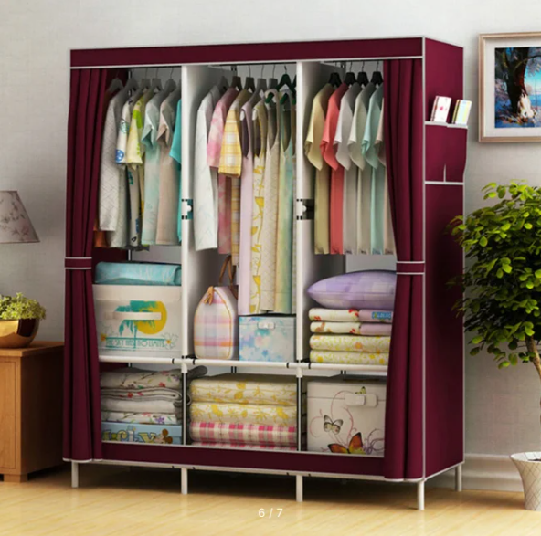 Складной шкаф Storage Wardrobe mod.88130 130 х 45 х 170 см. Трехсекционный/ Цвет-Серый - фото 3 - id-p213630748
