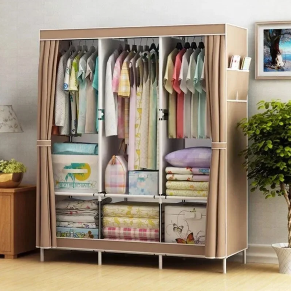 Складной шкаф Storage Wardrobe mod.88130 130 х 45 х 170 см. Трехсекционный/ Цвет-Серый - фото 2 - id-p213630748