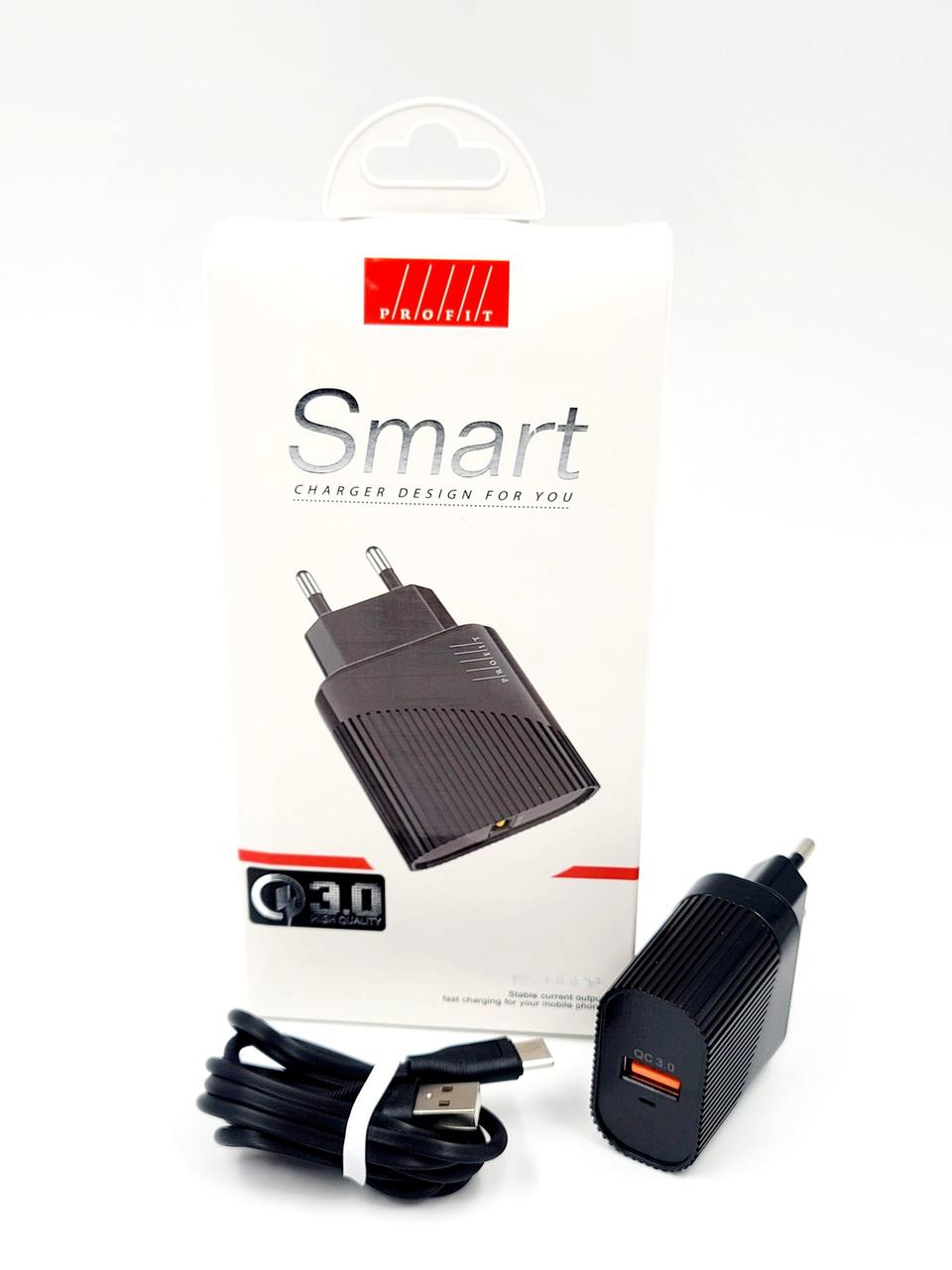 Сетевое зарядное устройство - Profit ES-D52S, 5-12V, 2400mA, 15W, 1xUSB, QC3.0 + Lightning кабель (для Iphone) - фото 2 - id-p213649332