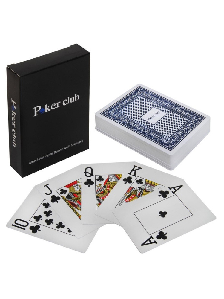 Карты игральные Poker club (100% пластик). Синяя рубашка - фото 1 - id-p213677216