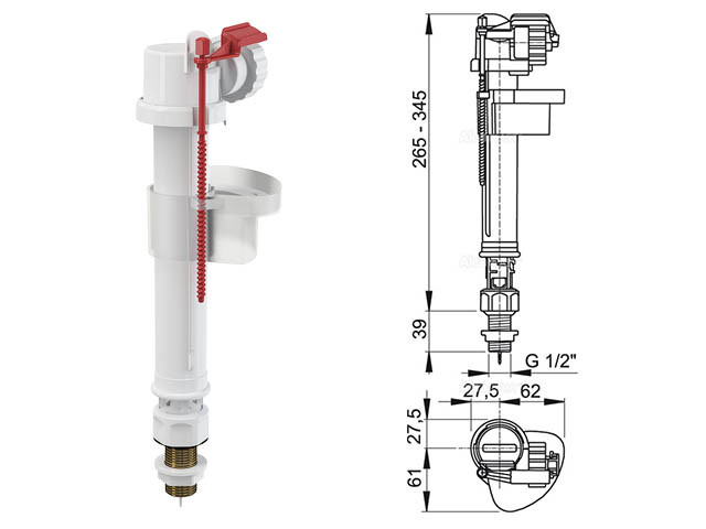 Впускной механизм с нижней подводкой и металлической резьбой 1/2, Alcaplast - фото 1 - id-p213679305