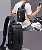 Сумка - рюкзак через плечо Fashion с кодовым замком и USB / Сумка слинг / Кросc-боди барсетка+ подарок, фото 4