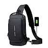 Сумка - рюкзак через плечо Fashion с кодовым замком и USB / Сумка слинг / Кросc-боди барсетка+ подарок, фото 8