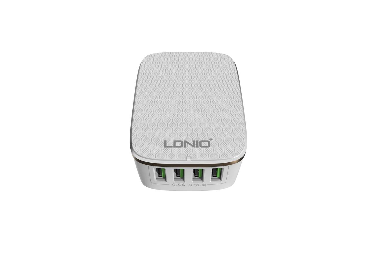 Сетевое зарядное устройство - LDNIO A4404, 5V, 4400mA, 22W, 4xUSB, белое - фото 1 - id-p213686367