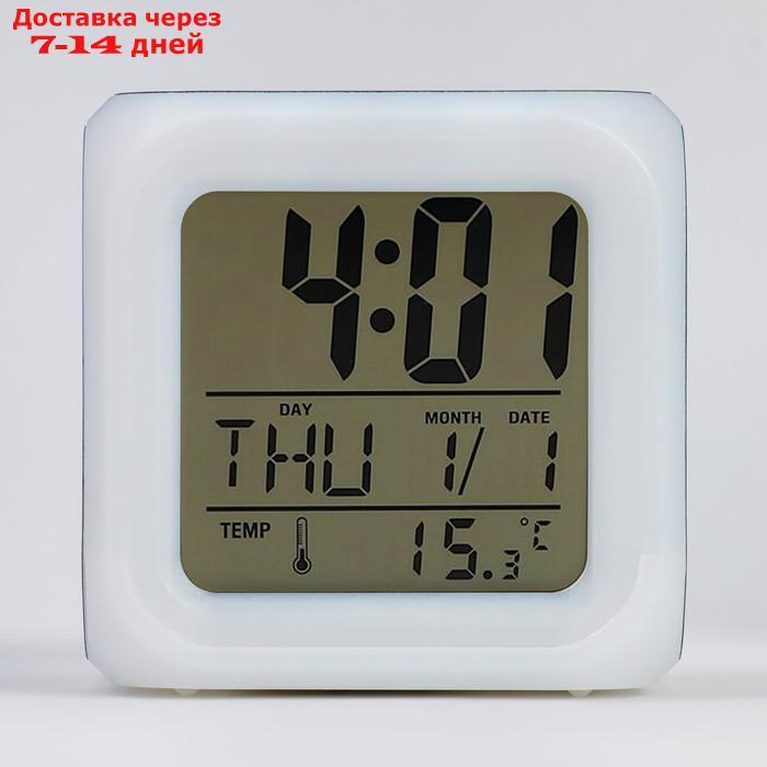 Часы настольные электронные "Единорог" с подсветкой, будильником, термометром, календарем - фото 2 - id-p213592475