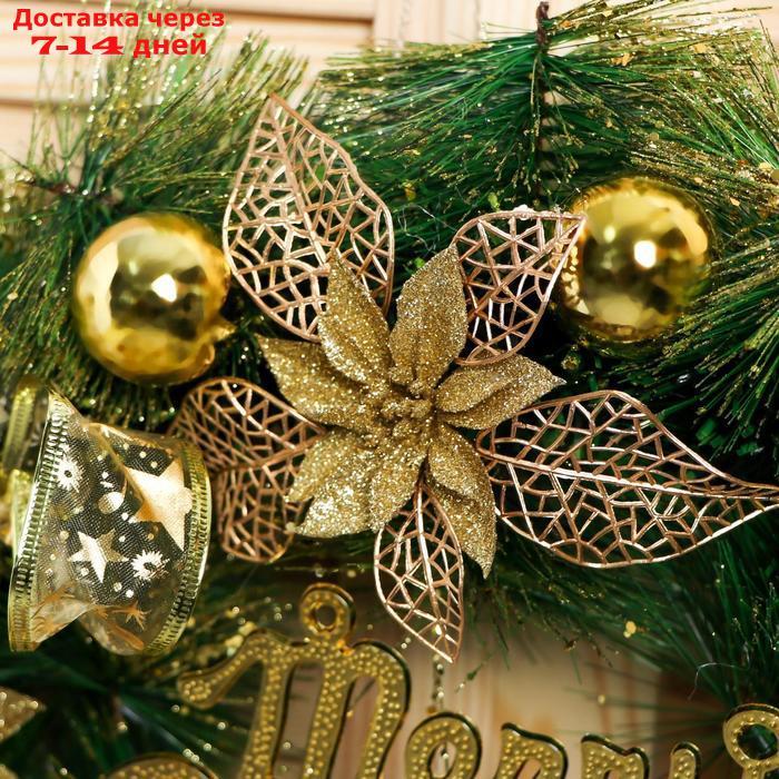 Венок новогодний d-40 см "Золотые бантики" - фото 2 - id-p213591529