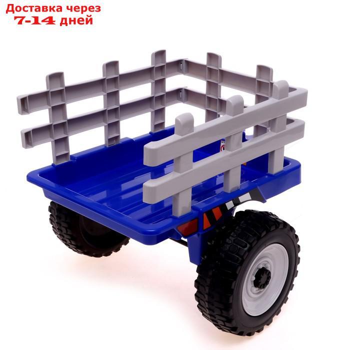 Электромобиль "Трактор", с прицепом, EVA колеса, кожаное сидение, цвет синий - фото 10 - id-p213592632