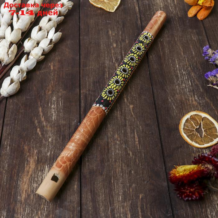 Музыкальный инструмент бамбук "Флейта Этнический орнамент" 35x2,5x2,5 см - фото 2 - id-p213591680