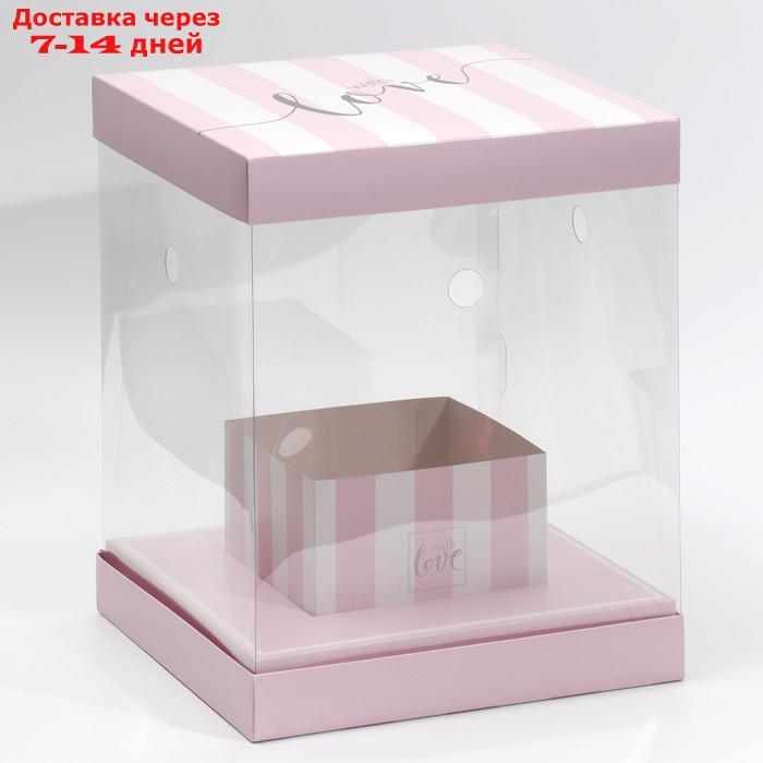 Коробка для цветов с вазой и PVC-окнами With Love, складная, 23 × 30 × 23 см - фото 2 - id-p213590902
