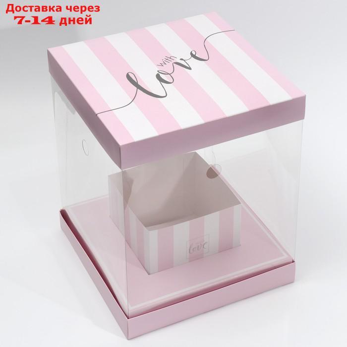 Коробка для цветов с вазой и PVC-окнами With Love, складная, 23 × 30 × 23 см - фото 3 - id-p213590902