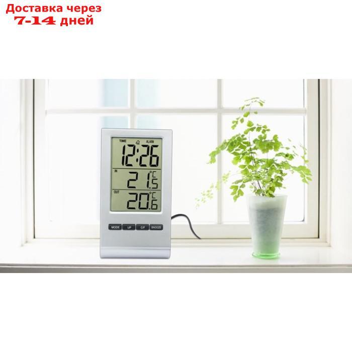 Часы электронные с метеостанцией, с календарём и будильником 5.7х10.6 см - фото 3 - id-p213592767