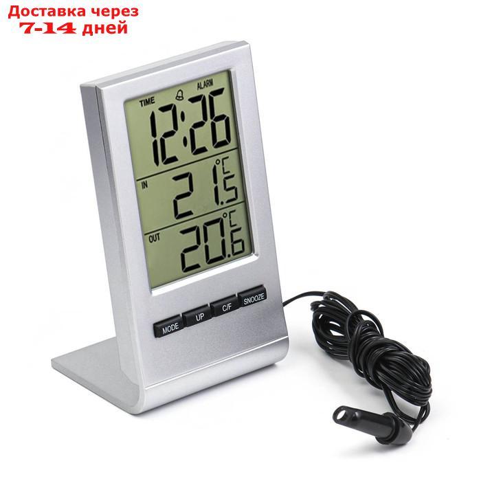 Часы электронные с метеостанцией, с календарём и будильником 5.7х10.6 см - фото 4 - id-p213592767