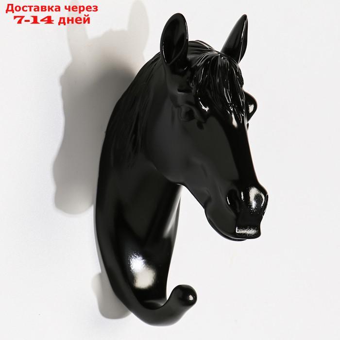 Декор настенный-вешалка "Конь"12 x 3,8 см, чёрный - фото 3 - id-p213592991