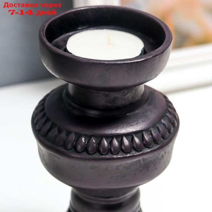 Подсвечник полистоун на 1 свечу "Горец" чёрный, свеча в комплекте 15х8,5х8,5 см - фото 2 - id-p213593036