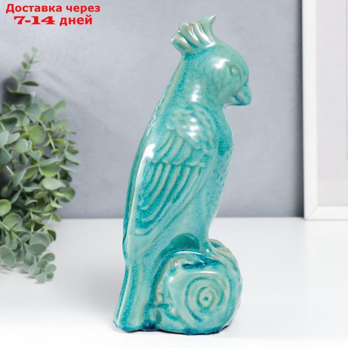 Сувенир керамика "Попугай" бирюзовый шамот 28х11х12 см - фото 2 - id-p213593039