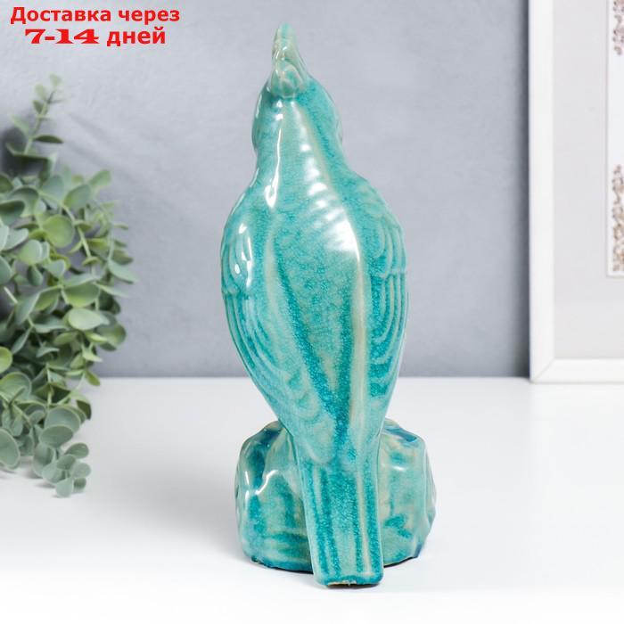 Сувенир керамика "Попугай" бирюзовый шамот 28х11х12 см - фото 3 - id-p213593039