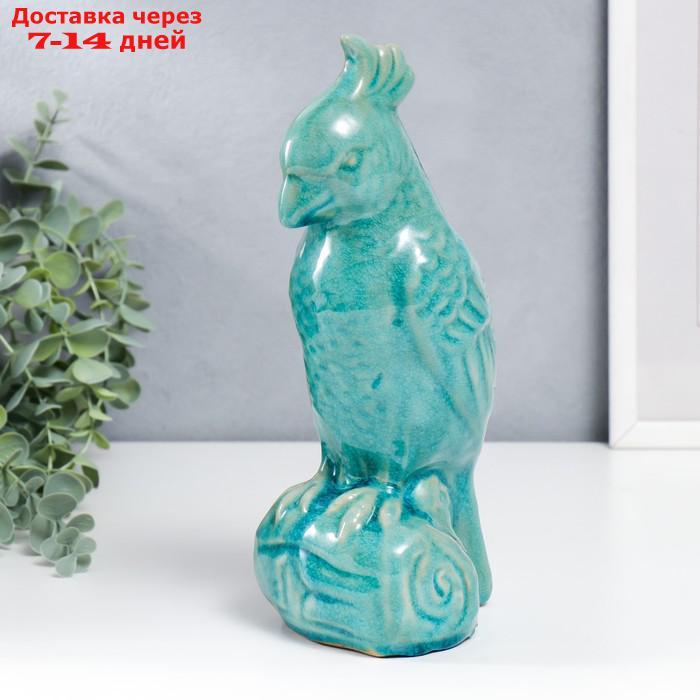 Сувенир керамика "Попугай" бирюзовый шамот 28х11х12 см - фото 4 - id-p213593039