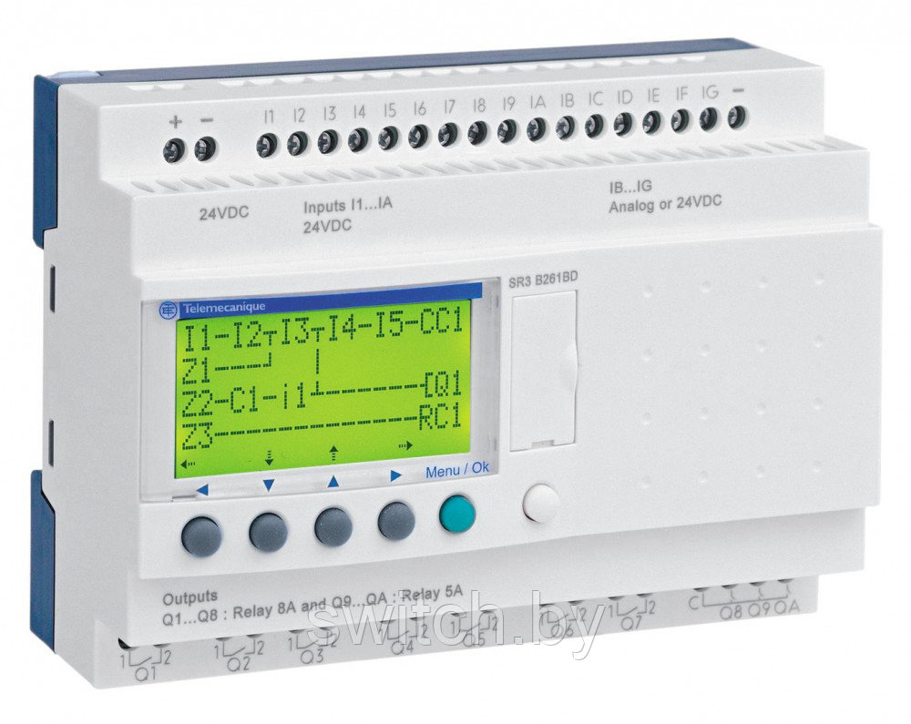 Программируемое интеллектуальное реле контроллер Zelio Logic Schneider Electric 26ВХ/ВЫХ Uпит=24В SR3B261BD