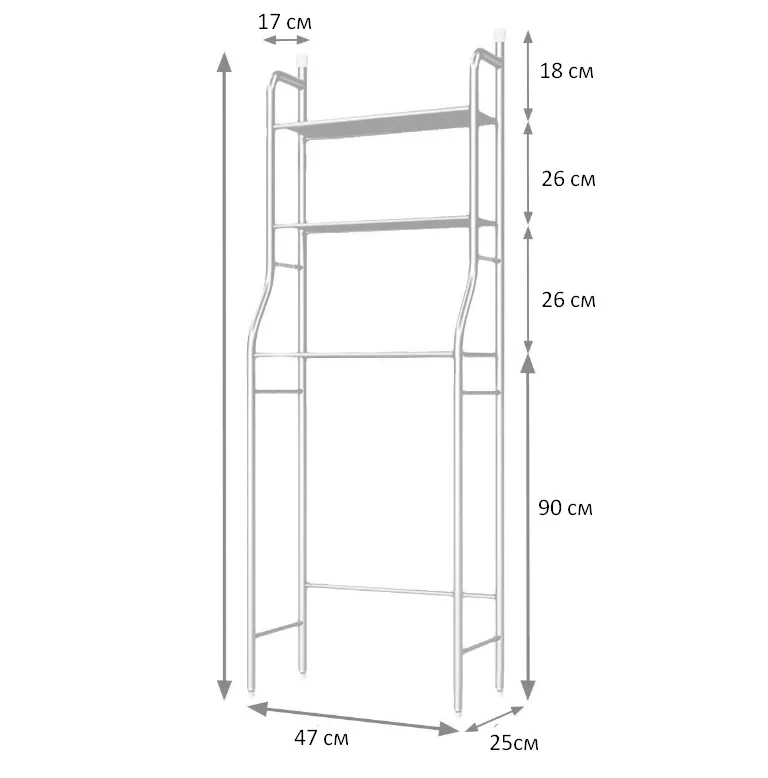 Стеллаж - полка напольная трёхъярусная Washing machine storage rack для ванной комнаты над бочком унитаза - фото 2 - id-p213687726