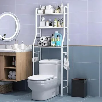 Стеллаж - полка напольная трёхъярусная Washing machine storage rack для ванной комнаты над бочком унитаза