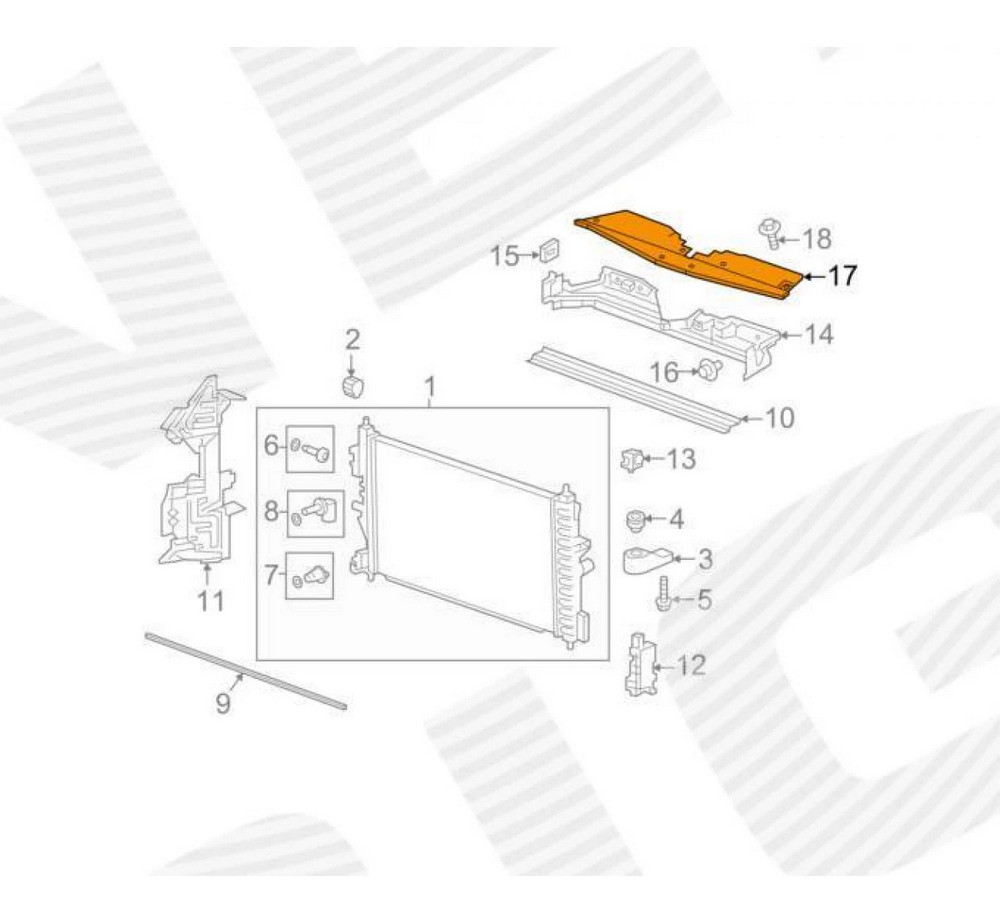 Дефлектор радиатора для Chevrolet Cruze (J400) - фото 1 - id-p213690333