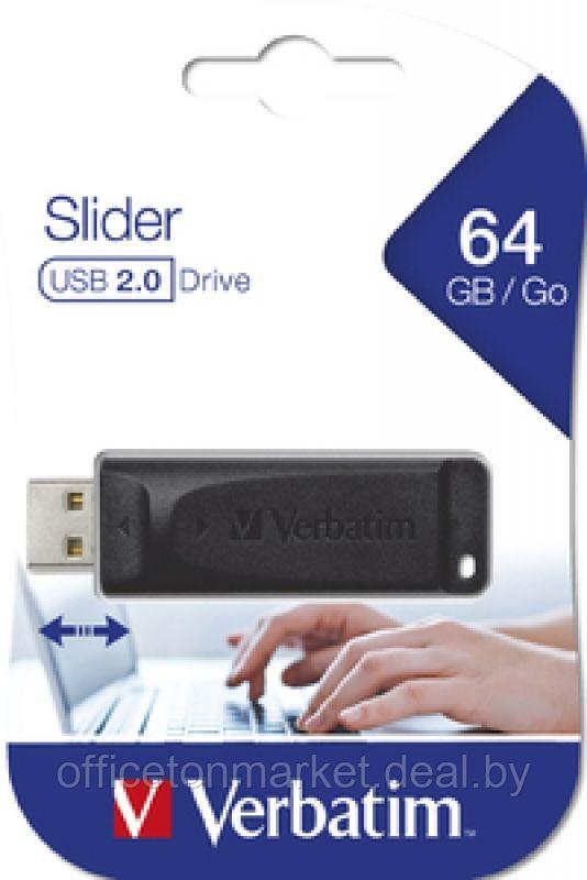 USB-накопитель "Slider", 64 гб, usb 2.0, черный - фото 6 - id-p213687864