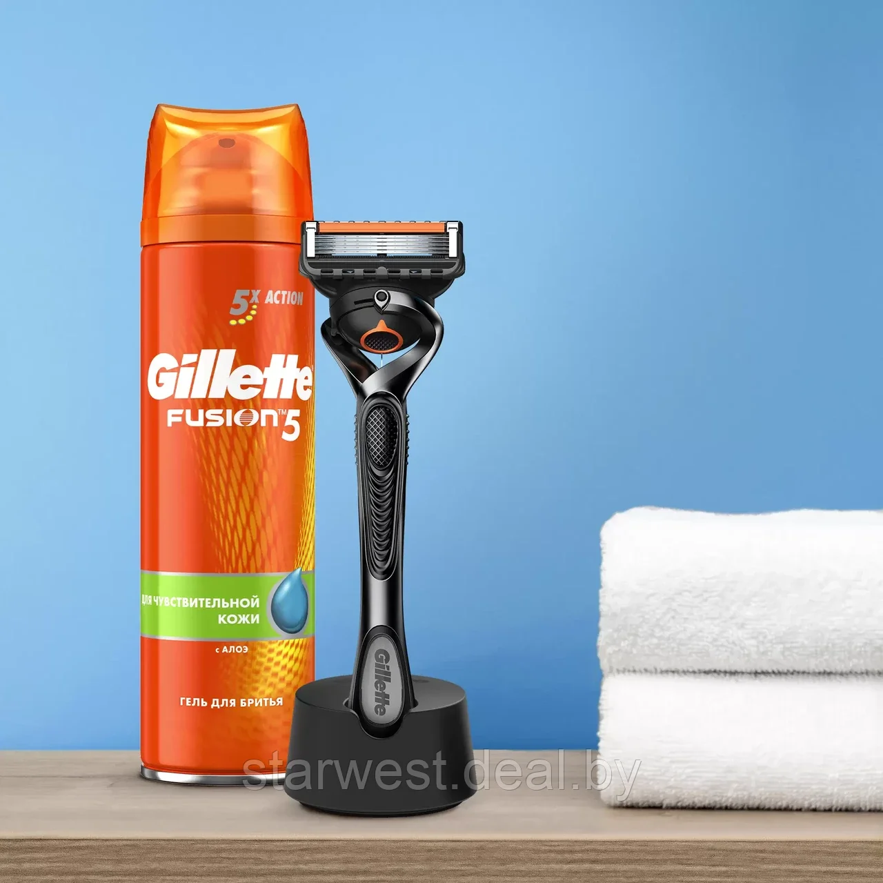 Gillette Подарочный набор мужской: Proglide Станок с 1 сменной кассетой + Гель для бритья 200 мл + Подставка - фото 4 - id-p213722721