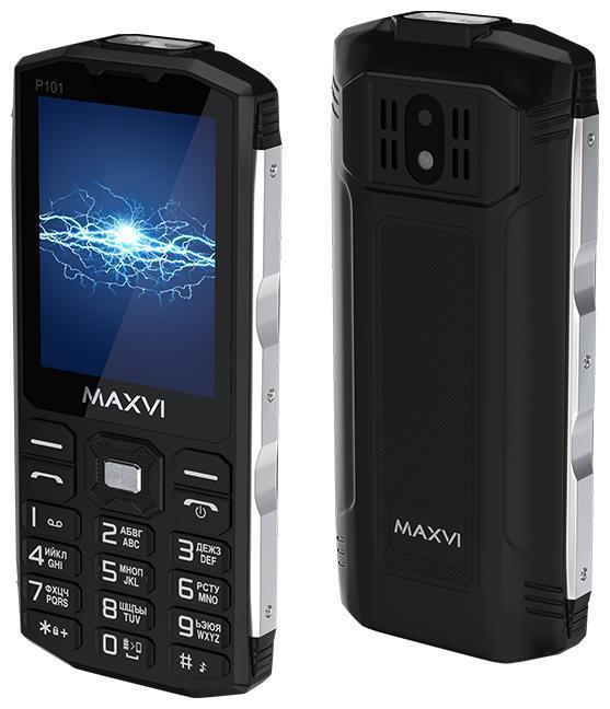 Кнопочный телефон с мощным аккумулятором MAXVI P101 черный - фото 1 - id-p213722896