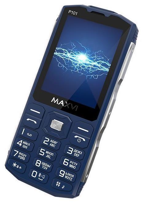 Кнопочный телефон с мощным аккумулятором большой батареей MAXVI P101 синий - фото 1 - id-p213722897